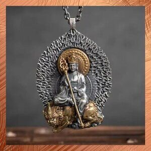 Praying Meditating Monk Bodhisattva Buddha Necklace / Pendant #1112